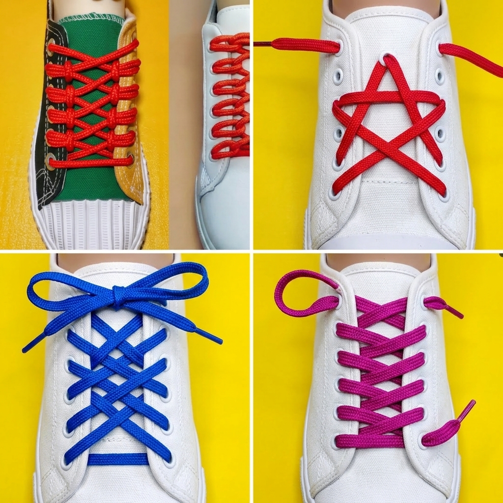 Decorative shoe lacing patterns